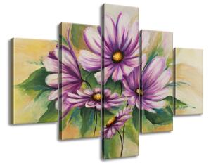 Ručne maľovaný obraz Kvety a zeleň - 5 dielny Rozmery: 100 x 70 cm