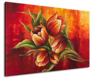 Ručne maľovaný obraz Abstraktné tulipány Rozmery: 120 x 80 cm