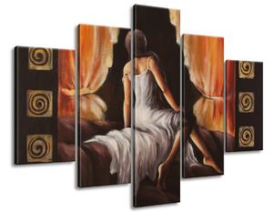 Ručne maľovaný obraz Pekné dievča - 5 dielny Rozmery: 150 x 105 cm