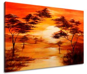 Ručne maľovaný obraz Západ slnka Rozmery: 120 x 80 cm