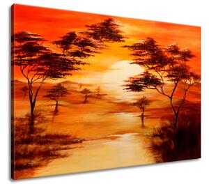 Ručne maľovaný obraz Západ slnka Rozmery: 100 x 70 cm