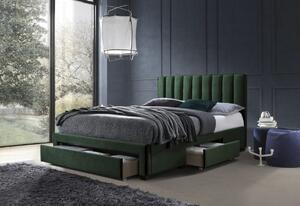 Čalúnená posteľ LAKOMOS, 160x200, tmavo zelená velvet