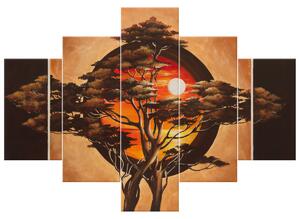 Ručne maľovaný obraz Sférický strom - 5 dielny Rozmery: 100 x 70 cm