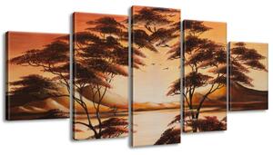 Ručne maľovaný obraz Krásna Afrika - 5 dielny Rozmery: 150 x 70 cm