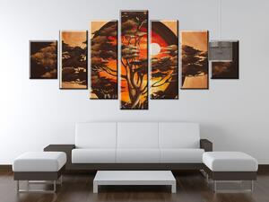 Ručne maľovaný obraz Sférický strom - 7 dielny Rozmery: 210 x 100 cm