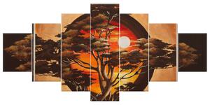 Ručne maľovaný obraz Sférický strom - 7 dielny Rozmery: 210 x 100 cm