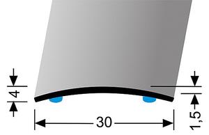 Prechodový profil 30 mm, oblý (samolepiaci) | nivelácia 0 - 3 mm | Küberit 459 SK Im. nerezu kart. F2G