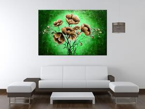 Ručne maľovaný obraz Hnedé kvety Rozmery: 120 x 80 cm