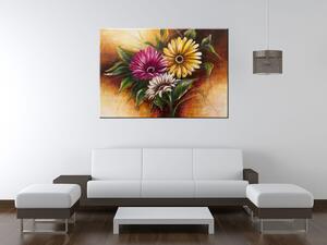 Ručne maľovaný obraz Nádherná kytica kvetov Rozmery: 120 x 80 cm