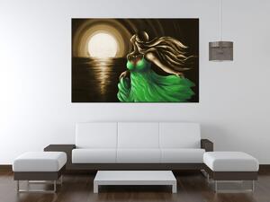 Ručne maľovaný obraz Žena v zelenom Rozmery: 120 x 80 cm