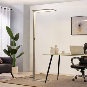 Kancelárska stojacia lampa Prios LED Taronis, strieborná, 195 cm, stmievateľná, Hliník / sivá / zinok, Pracovňa / Kancelária, Hliník, Moderný, Stolová lampa