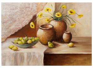 Ručne maľovaný obraz Žlté kvety vo váze Rozmery: 70 x 100 cm