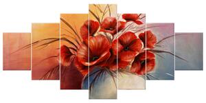 Ručne maľovaný obraz Kompozícia Vlčí mak - 7 dielny Rozmery: 210 x 100 cm