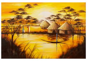 Ručne maľovaný obraz Africká dedina Rozmery: 70 x 100 cm