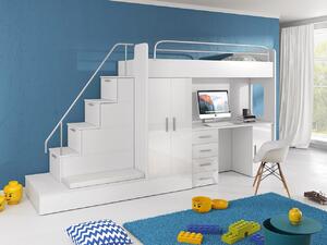 Detská multifunkčná posteľ Paradise 5, Farby: biela / biely lesk + šedý lesk Mirjan24 5902928084580