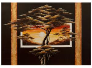 Ručne maľovaný obraz Africká krajina a stromy Rozmery: 120 x 80 cm