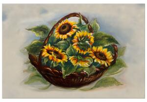 Ručne maľovaný obraz Košík slnečníc Rozmery: 120 x 80 cm