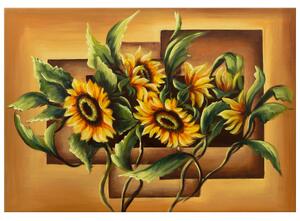 Ručne maľovaný obraz Kompozícia Slnečnice Rozmery: 100 x 70 cm