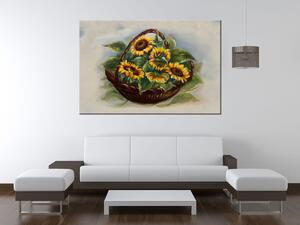 Ručne maľovaný obraz Košík slnečníc Rozmery: 120 x 80 cm
