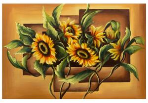 Ručne maľovaný obraz Kompozícia Slnečnice Rozmery: 100 x 70 cm