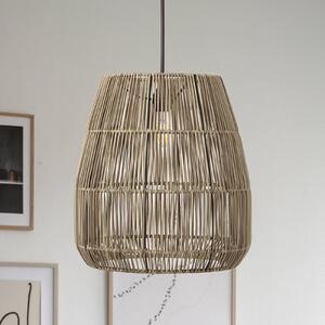 PR Home Závesné svietidlo Saigon, ratanový vzhľad, sivá farba, Ø 38 cm