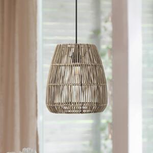 PR Home Závesné svietidlo Saigon, ratanový vzhľad, sivá farba, Ø 28 cm