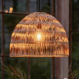 PR Home vonkajšia závesná lampa Lace z prírodného vlákna, zástrčkový kábel