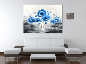 Ručne maľovaný obraz Modré maky Rozmery: 120 x 80 cm