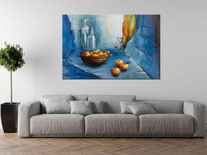 Ručne maľovaný obraz Jablká na stole Rozmery: 120 x 80 cm