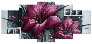Ručne maľovaný obraz Nádherná magnólia - 5 dielny Rozmery: 100 x 70 cm