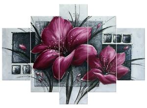 Ručne maľovaný obraz Nádherná magnólia - 5 dielny Rozmery: 100 x 70 cm