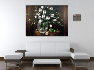 Ručne maľovaný obraz Maľované tulipány Rozmery: 120 x 80 cm