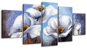 Ručne maľovaný obraz Alpské maky - 5 dielny Rozmery: 150 x 105 cm
