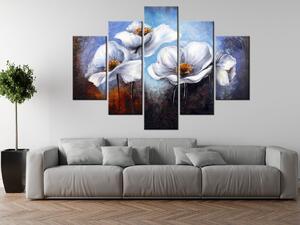 Ručne maľovaný obraz Alpské maky - 5 dielny Rozmery: 100 x 70 cm