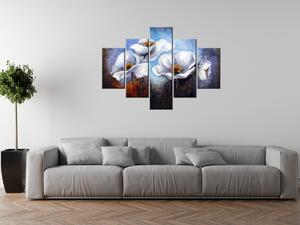 Ručne maľovaný obraz Alpské maky - 5 dielny Rozmery: 150 x 70 cm