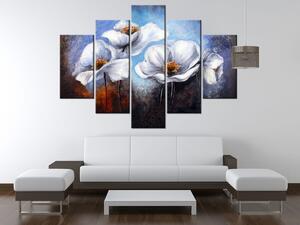 Ručne maľovaný obraz Alpské maky - 5 dielny Rozmery: 150 x 70 cm