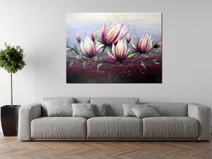 Ručne maľovaný obraz Kvety magnólie Rozmery: 120 x 80 cm