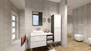 Kúpeľňový nábytok Summer 1, Farby: grafit/biely lesk + zrkadlo, Sifón: so sifónom, Umývadlová batéria: nie Mirjan24 5902928230369