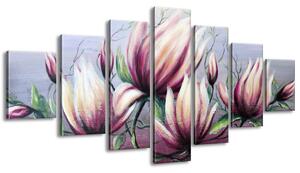 Ručne maľovaný obraz Kvety magnólie - 7 dielny Rozmery: 210 x 100 cm