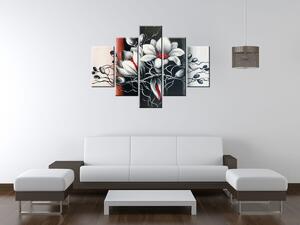 Ručne maľovaný obraz Biela krása - 5 dielny Rozmery: 150 x 70 cm