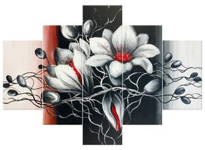 Ručne maľovaný obraz Biela krása - 5 dielny Rozmery: 100 x 70 cm