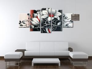 Ručne maľovaný obraz Biela krása - 5 dielny Rozmery: 150 x 70 cm