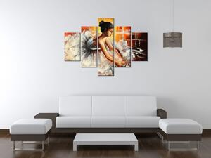 Ručne maľovaný obraz Nádherná tanečnica - 5 dielny Rozmery: 100 x 70 cm