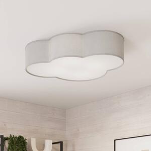 Stropné svietidlo Cloud z textilu, dĺžka 62 cm, sivá, Hliník / sivá / zinok, Obývacia izba / jedáleň, Textil / látka / hodváb, Štýl mladých