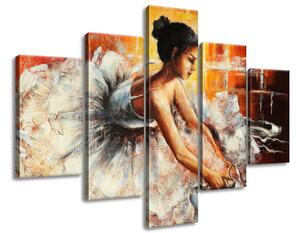 Ručne maľovaný obraz Nádherná tanečnica - 5 dielny Rozmery: 100 x 70 cm
