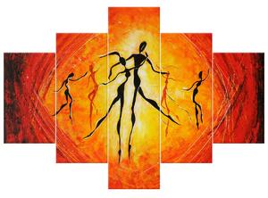 Ručne maľovaný obraz Nádherný tanec - 5 dielny Rozmery: 150 x 70 cm