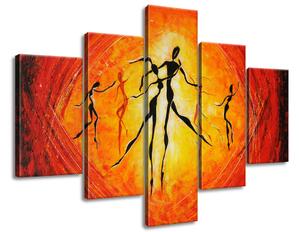 Ručne maľovaný obraz Nádherný tanec - 5 dielny Rozmery: 100 x 70 cm