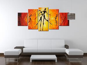 Ručne maľovaný obraz Nádherný tanec - 5 dielny Rozmery: 100 x 70 cm