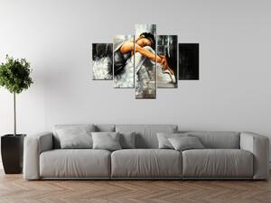 Ručne maľovaný obraz Spiaca baletka - 5 dielny Rozmery: 100 x 70 cm