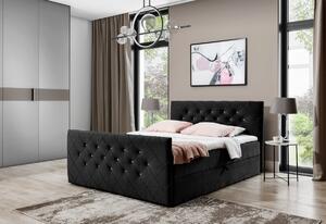 Čalúnená posteľ boxspring MATRAGI + topper, 120x200, čierna